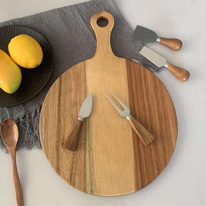 Planche à découper en bois d'acacia, plateau occidental, planche à pizza, planche à pain, planche à découper, produit artisanal en vrac - Product Image 3