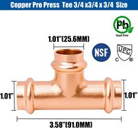 Raccords à sertir en cuivre Copper Pro, raccord en T 3/4 pouce