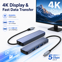 Hub USB C 5 en 1, HDMI 4K 60Hz, 100W PD, Estación de Acoplamiento Tipo C, Adaptador Multipuerto de Aluminio, Divisor para Laptop MacBook