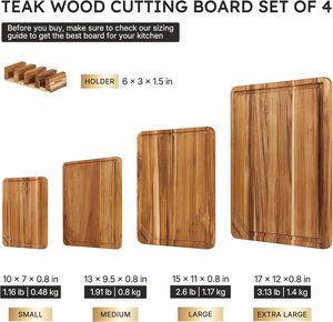 Juego <span class=keywords><strong>de</strong></span> 4 Tablas <span class=keywords><strong>de</strong></span> Cortar <span class=keywords><strong>de</strong></span> Teca para Cocina, Resistentes, No Tóxicas, Antideslizantes, Esenciales para la Cocina, Regalo <span class=keywords><strong>de</strong></span> Inauguración <span class=keywords><strong>de</strong></span> <span class=keywords><strong>Casa</strong></span> - Product Image 2