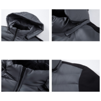 Blouson matelassé slim pour homme, couleur personnalisée, imperméable, coupe-vent, avec capuche, pour l'hiver, décontracté, rembourré, avec logo frontal