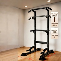 Torre de Ejercicios para Gimnasio en Casa, Estación de Dominadas y Flexiones, Marco de Acero con Agarraderas Múltiples para Entrenamiento de la Parte Superior del Cuerpo