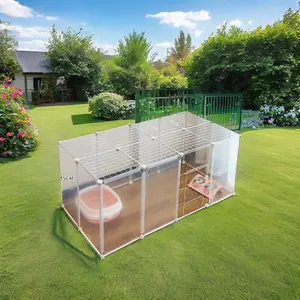 20-Piece Easy Assembly Large Plastic Steel Pet Gates &amp; Pens <strong>Garden</strong> Chicken <strong>Run</strong> with Roof <strong>for</strong> Rabbits Chickens <strong>Cats</strong> - Product Image 1