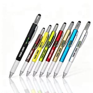 Stylo à bille multifonction 6 en 1 avec règle et niveau, logo personnalisé - Product Image 1