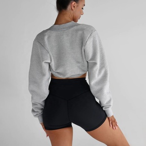 OEM Oversize Active Wear Ropa Fleece Crop Jumper Mujeres Bolero Suéter Sudadera - Product Image 2