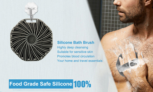 Brosse exfoliante en silicone OEM ODM pour le dos, le visage et le cuir chevelu, noire et grise, pour la douche - Product Image 3