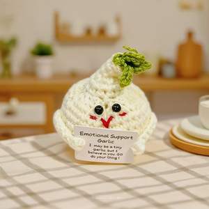Muñeco de Ganchillo de Ajo Alegre Hecho a Mano, Peluche de Apoyo Emocional con Tarjeta Positiva, Muñeco Emocional de Ganchillo de Ajo - Product Image 5