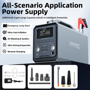 Fuente de Alimentación de Emergencia para Exteriores, 60000mAh, Carcasa de Aleación, Luz LED, Energía Móvil, 12V, 1800A de Corriente Pico, Uso Universal para Camping y Automóviles - Product Image 3