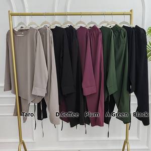Respirant été <span class=keywords><strong>Twinset</strong></span> Burkha Abaya dubaï femmes musulmanes tenue quotidienne 2 pièces modestes ensembles Nida hauts pantalon costume Abaya dubaï 2025 - Product Image 6