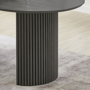 OE HOME 7-Piece 80" Oval Gray <b>Oak</b> Finish Dining Table Dual Pedestal Base Portable <b>Light</b> Gray Fabric Chairs (6-Seater No - Product Image 5