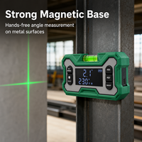 Détecteur d'angle numérique magnétique portable avec laser vert, inclinomètre 0.1, rechargeable USB-C pour la construction