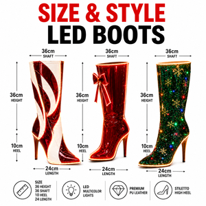 Bottes de Noël personnalisées à LED lumineuses, chaussures de soirée à talons hauts, idéales pour les fêtes de Noël et les décorations festives - Product Image 2