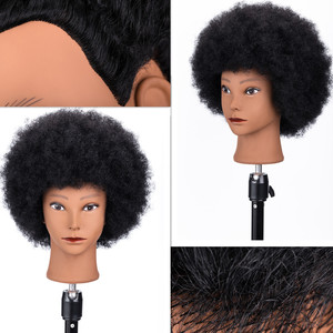 Đầu Đào Tạo Tóc Tự Nhiên Thật 100%, Đầu Ma-nơ-canh Afro, Đầu Búp Bê Thực Hành Làm Tóc - Product Image 3