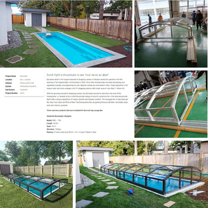 Couverture de <span class=keywords><strong>piscine</strong></span> en aluminium au design moderne Enceinte rétractable coulissante solution d'ombrage imperméable pour patio extérieur - Product Image 3