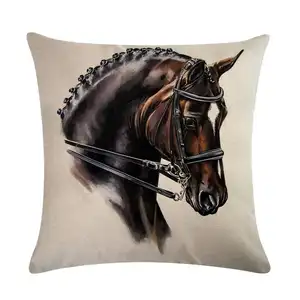 Animal pattern pillowcase decoration pillowcase simple wind pillow set art restoring ancient ways horse head linen pillow case