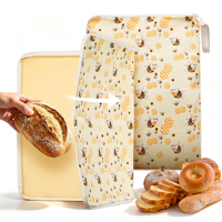 Bolsas de Cera de Abeja para Pan Casero con Diseño Personalizado, Reutilizables, de Algodón Orgánico, con Cierre Completo