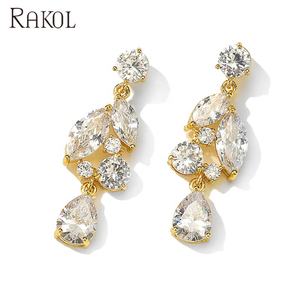 RAKOL EP2451 Goutte d'eau CZ 2021 Mode Boucles d'oreilles en or Bijoux en cristal hypoallergénique - Product Image 1