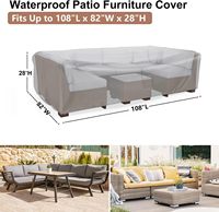 Housse de protection robuste pour mobilier de patio en forme de L de 108 pouces, en tissu Oxford 600D, imperméable, anti-UV, coupe-vent, pour canapé de jardin extérieur
