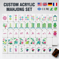 Lot de 160 tuiles de mahjong américaines en acrylique personnalisées, gravées au laser avec logo, avec supports et boîte cadeau, fabrication OEM rapide