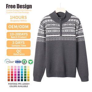 Suéter de Punto Personalizado para Hombre, Invierno, Manga Larga, con Logotipo Bordado, Sudadera de Punto con Cierre de Cremallera - Product Image 1