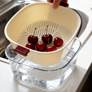 Double Layer Vegetable Washing Basin Drain <b>Basket</b> PP Material Kitchen Fruit Strainer Dishwasher Safe - Product Image 4