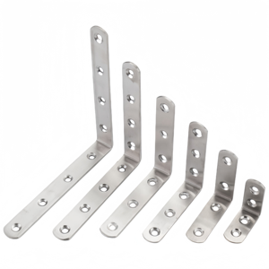 Ensemble universel de cornières en acier inoxydable en forme de L, connecteurs robustes pour meubles, plaques de raccordement multi-trous zinguées pour supports d'étagères - Product Image 6