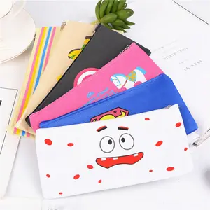 Custom Logo Printing Canvas Fabric Pencil Case Zipper Cotton Pencil Pouch Cosmetic Bag