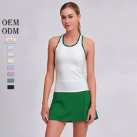 Débardeur de tennis sans manches à col rond pour femme, avec passepoil contrastant, séchage rapide, extensible, pour le golf, le fitness et l'athlétisme, OEM ODM Activewear