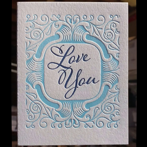 Biglietto d'auguri pieghevole con stampa tipografica 'Love You' e cornice vintage, biglietti di ringraziamento personalizzati fatti a mano in carta di cotone bianca - Product Image 6