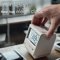 Horloge de bureau de style rétro, inspirée de l'ordinateur Maclock de 1984, affiche l'heure, le calendrier et la température, réveil intelligent unique