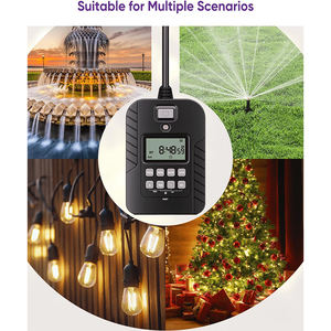 Prise de minuterie numérique étanche IP44 avec écran LCD, 15A, programmable 7 jours, compte à rebours crépusculaire, 24 heures, extérieur, 2 prises - Product Image 5