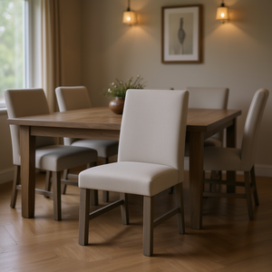 Sedia da Pranzo Rustica Grigia Imbottita con Struttura in Legno Massello e Seduta in Tessuto, Design Moderno per Arredamento Sala da Pranzo - Product Image 2