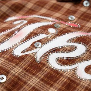Chemise à carreaux personnalisée en flanelle imprimée de perles scintillantes, style vintage streetwear pour homme, manches longues, coupe classique, séchage rapide - Product Image 2