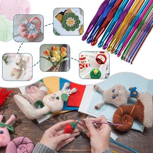 Kit d'aiguilles à crocheter en cuir coloré pour la <span class=keywords><strong>couture</strong></span> sac à crocheter ensemble de crochets et aiguilles à tricoter pour l'artisanat du fil - Product Image 2