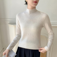 Pull élégant en cachemire à col montant pour femme, coupe ajustée, fin tricoté, idéal pour superposer