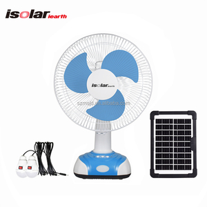 Ventilador de escritorio recargable de 12 pulgadas Ventilador de mesa de emergencia solar Batería incorporada - Product Image 1