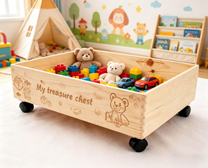 Caja <span class=keywords><strong>de</strong></span> <span class=keywords><strong>Juguetes</strong></span> <span class=keywords><strong>de</strong></span> <span class=keywords><strong>Madera</strong></span> <span class=keywords><strong>con</strong></span> <span class=keywords><strong>Ruedas</strong></span> <span class=keywords><strong>para</strong></span> Niños, Caja del Tesoro <span class=keywords><strong>de</strong></span> <span class=keywords><strong>Madera</strong></span> <span class=keywords><strong>de</strong></span> Pino Natural <span class=keywords><strong>con</strong></span> <span class=keywords><strong>Ruedas</strong></span> <span class=keywords><strong>para</strong></span> Guardería - Product Image 1