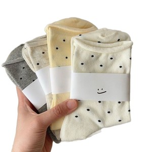 Women Mid Calf Socks Polka Dot Pattern Thin Breathable Korean Style Student Fashion - Product Image 5