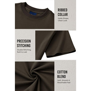 T-shirt <span class=keywords><strong>Homme</strong></span> <span class=keywords><strong>Coupe</strong></span> Boxy en Coton Lourd 300 GSM, Col Rond Côtelé, Épaules Tombantes, Manches Courtes, Idéal Streetwear Personnalisé - Product Image 4