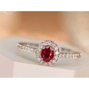 Xinfly 18K 골드 보석 반지 0.50ct 비둘기 혈액 루비 & 0.25ct 다이아몬드 GRC - Product Image 3