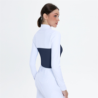 Chemises à manches longues boutonnées en nylon bleu marine pour femmes, sous-vêtements d'équitation, hauts d'équitation pour femmes, vente en gros d'usine