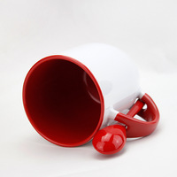 Juego de regalo de gran oferta con mango de dos tonos de impresión completa personalizada, Taza de cerámica de Color café con cuchara