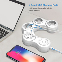 Multiprise européenne Vastfafa 16A à 6 prises avec protection enfant, protection contre les courts-circuits et protection contre les surtensions, avec ports USB multiples