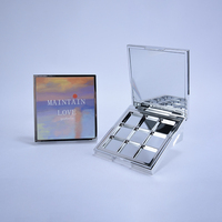 Palette de fards à paupières en plastique argenté métallisé personnalisé 9 couleurs palettes de maquillage d'ombres à paupières de luxe vides emballage personnalisé
