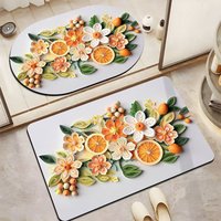 Tapis de porte réversible personnalisable en mousse souple à séchage rapide, motif floral 3D, antidérapant, respectueux des animaux, écologique, antimicrobien, en diatomite