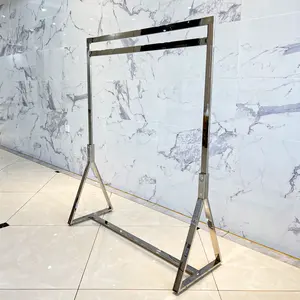 Silver Stainless Steel Hanging Clothes Display Stand Racks Clothes Display Shelves Straight Clothing Clothing Display Rack