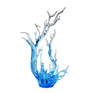 Escultura Abstracta de Resina Transparente, Cristal de Platino, Piedra Taihu, Decoración de Entrada de Hotel, Ondas Auspiciosas de Alta Gama - Product Image 1