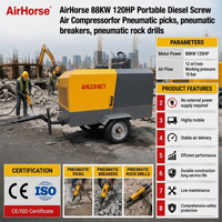 Compresseur d'air industriel portable diesel à vis certifié CE, 423 CFM, 10 bars, 12 m³/min pour marteaux pneumatiques, foreuses pneumatiques