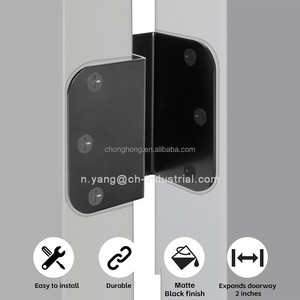 Charnières de <span class=keywords><strong>porte</strong></span> extensibles de 3,5 pouces avec angle de 5/8'' en acier inoxydable noir mat, charnières <span class=keywords><strong>d</strong></span>écalées, charnières pivotantes transparentes - Product Image 4