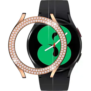 Новый дизайн, двухрядный Блестящий бампер с кристаллами и стразами, аксессуары для часов с рамкой из поликарбоната, чехол для часов Samsung Galaxy Watch 4 40 мм